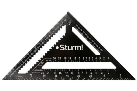 Угольник Sturm! 2020-07-300, 300 мм, алюминиевый сплав, черная оксидация, белая шкала Угольник Sturm! 2020-07-300, 300 мм, алюминиевый сплав, черная оксидация, белая шкала