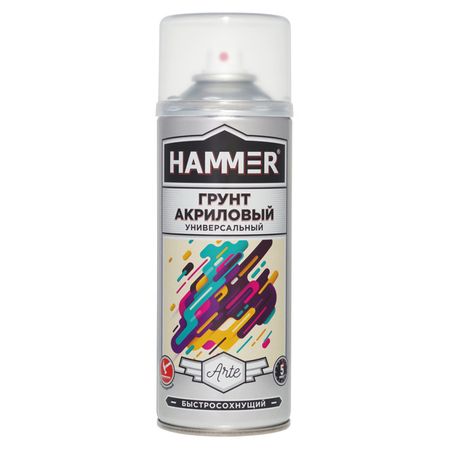 грунт аэрозольный HAMMER универсальный акриловый 520мл серый, арт.340409