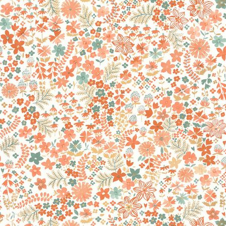 Обои Caselio Flower Power 101863073 Винил на флизелине (0,53*10,05) Оранжевый, Цветы