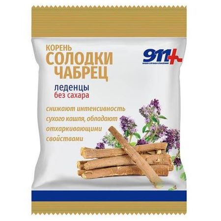 911 ВИТАМИН С леденцы солодка/чабрец без сахара 50 гр