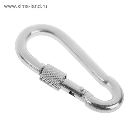 Карабин монтажный с фиксатором ТУНДРА krep, DIN5299D, 8×80 мм, оцинкованный