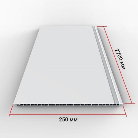Стеновая панель ПВХ Slim Premium, 2700×250×5 мм, белый глянец лакированный