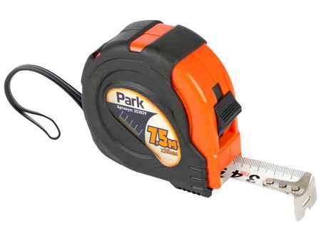 Рулетка Park TM29-7525, с фиксатором, прорезиненный корпус, 7.5 м x 25 мм (353029) Рулетка Park TM29-7525, с фиксатором, прорезиненный корпус, 7.5 м x 25 мм (353029)