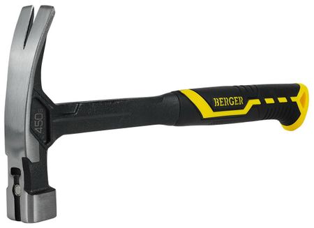 Молоток-гвоздодер цельнокованый 450 г., магнит, 2-компонентная рукоятка Berger BG1527 Молоток-гвоздодер цельнокованый 450 г., магнит, 2-компонентная рукоятка Berger BG1527