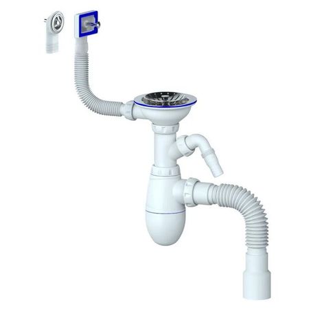 сифон для мойки UNICORN 3.1/2"х40мм чашка 115мм отвод д/БТ с гибкой трубой 40х40/50м