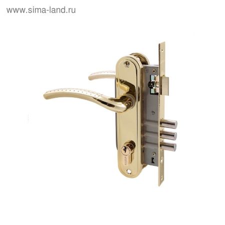 Замок врезной «АЛЛЮР» 132/3 GP, с ручкой, 4 ключа, латунь