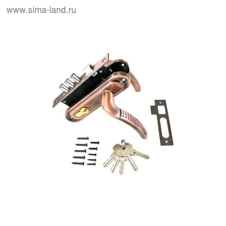Замок врезной «АЛЛЮР» 132/3-61 А(1232) AC, с ручкой, малый корпус, цвет старая бронза