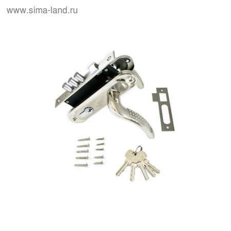 Замок врезной «АЛЛЮР» 132/3-61 А(1232) AB, с ручкой, малый корпус, цвет хром