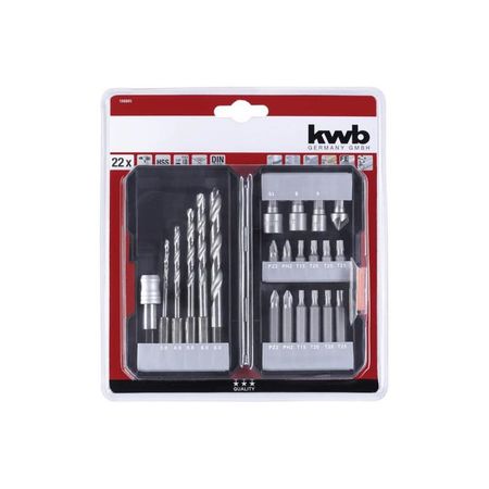 Набор бит/сверл/головок KWB, 22 предмета, кейс, 1/4"(тип Е/С)