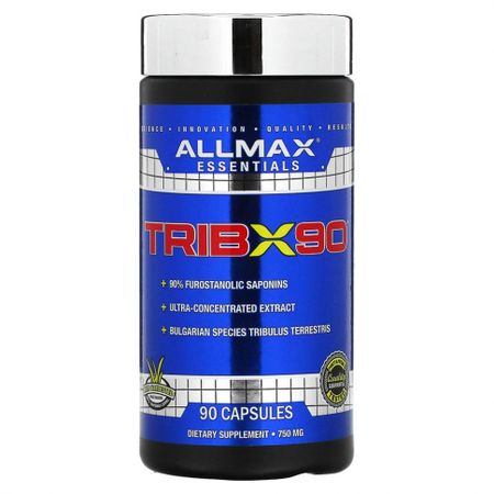 ALLMAX Nutrition, TribX90, ультраконцентрат, якорцы, 90% сапонинов фурастанолового типа, 750 мг, 90 капсул