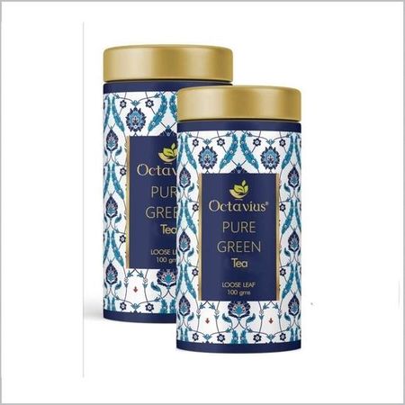 Octavius Pure Green Tea Loose Leaf - 100 г (50 чашек) | Упаковка из 2 шт. | Превосходный вкус листового чая | Высокое содержание антиоксидантов