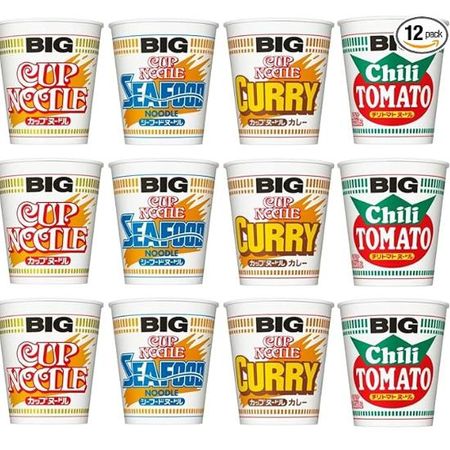 Ассортимент больших стаканов Cup Noodle от Nissin Foods (4 вида, всего 12 порций)