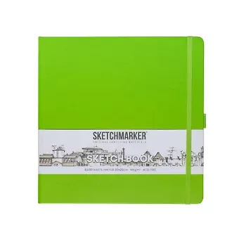 Скетчбук 20*20 80л "Sketchmarker"  зеленый луг, 140г/м2, слоновая кость, тв.обл.