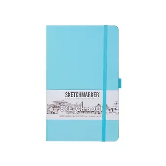 Скетчбук 13*21 80л "Sketchmarker"  небесно-голубой, 140г/м2, слоновая кость, тв.обл.