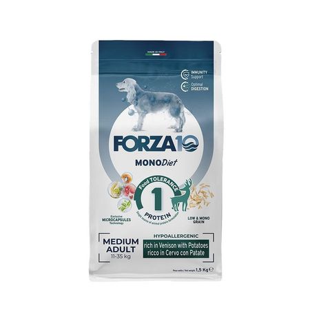 Forza10 Medium Diet сухой корм для взрослых собак средних пород при аллергии из оленины с картофелем с микрокапсулами - 15 кг 1821₽