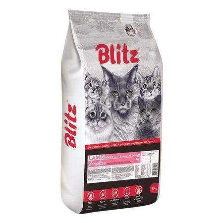 Blitz Sensitive Adult Cats Lamb полнорационный сухой корм для кошек с ягненком - 10 кг 6560₽