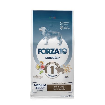 Forza10 Medium Diet сухой корм для взрослых собак средних пород при аллергии из ягненка с микрокапсулами - 12 кг 10614₽