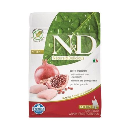 Farmina N ampD Prime Cat Chicken amp Pomegranate Kitten сухой беззерновой корм для котят беременных и кормящих кошек с курицей и гранатом - 15 кг 4209₽