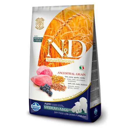 Farmina N ampD Low Grain Dog Lamb Blueberry Puppy Medium Maxi для щенков средних и крупных пород беременных и кормящих собак ягненок и черника - 12 кг 10788₽