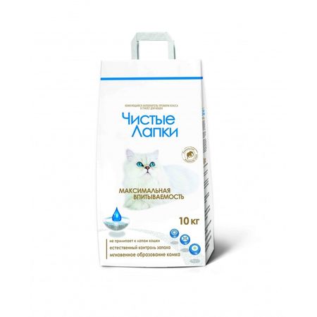 Чистые Лапки комкующийся наполнитель премиум класса из бентонитовой глины в туалет для кошек 1434₽