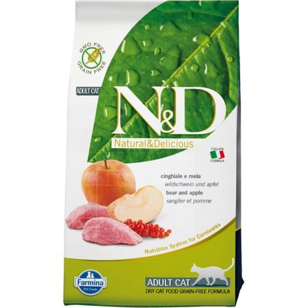 Farmina N ampD Prime Cat Boar amp Apple Adult сухой беззерновой корм для взрослых кошек с кабаном и яблоком - 5 кг 8265₽