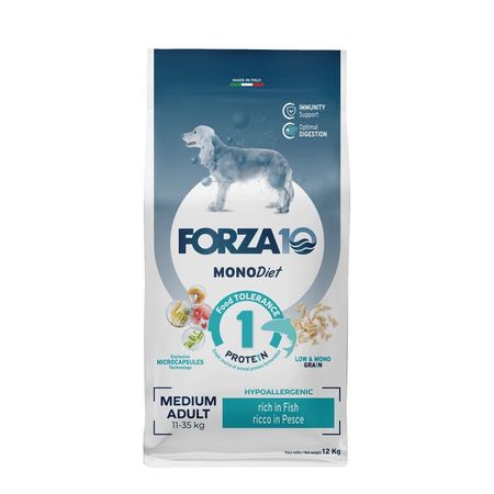 Forza10 Medium Diet сухой корм для взрослых собак средних пород при аллергии из рыбы с микрокапсулами - 12 кг 9729₽
