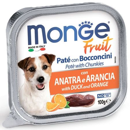 Monge Dog Fresh полнорационный влажный корм для собак с уткой и апельсином кусочки в паштете в ламистерах - 100 г 3904₽