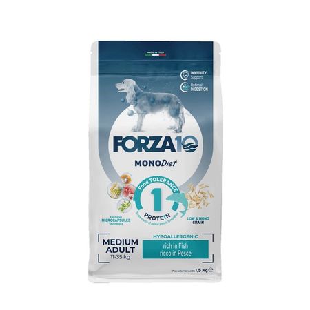 Forza10 Medium Diet сухой корм для взрослых собак средних пород при аллергии при аллергии из рыбы с микрокапсулами - 15 кг 1777₽