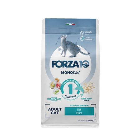Forza10 Regular Diet сухой корм для взрослых кошек при аллергии и повышенной чувствительности к животным белкам с рыбой - 400 г