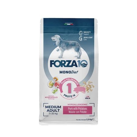 Forza10 Medium Diet сухой корм для взрослых собак средних пород из свинины картофеля и риса с микрокапсулами - 15 кг 1352₽