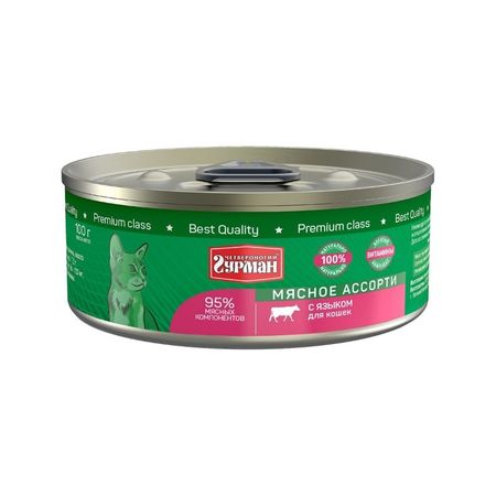 Четвероногий гурман влажный корм для щенков Мясное ассорти с языком в консервах - 100 г х 24 шт 1 шт 648₽