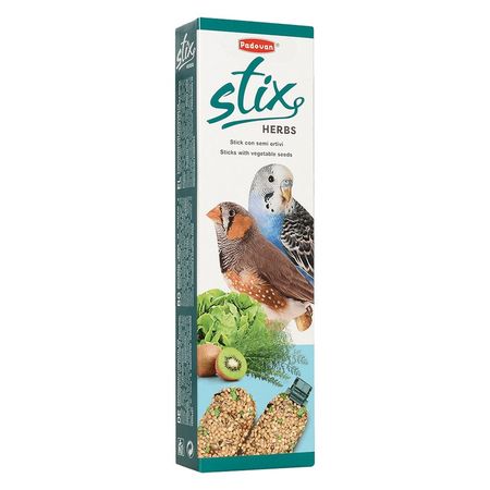 Лакомство палочки Padovan Stix Herbs для попугаев и экзотических птиц антистрессовые с травами - 80 г 375₽