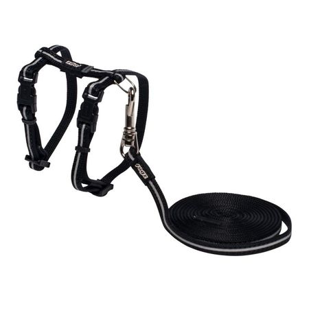 Rogz Комплект для кошек поводок и шлейка размер XS серия Alley Cat Длина 180 см черный 949₽