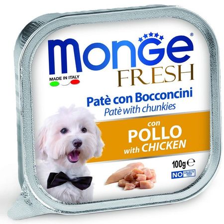 Monge Dog Fresh полнорационный влажный корм для собак с курицей кусочки в паштете в ламистерах - 100 г 3341₽