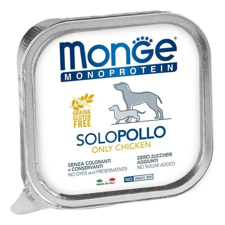 Monge Dog Monoprotein Solo полнорационный влажный корм для собак беззерновой паштет с курицей в ламистерах - 150 г 5664₽
