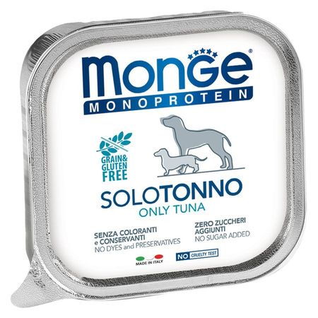 Monge Dog Monoprotein Solo полнорационный влажный корм для собак беззерновой паштет с тунцом в ламистерах - 150 г 5664₽