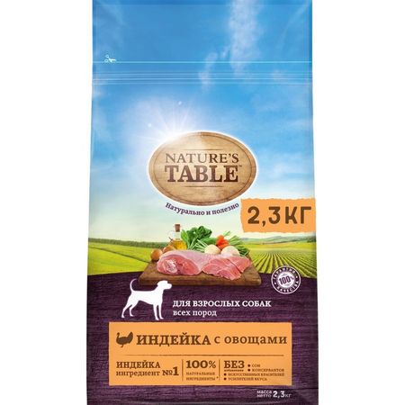 Natures Table полнорационный сухой корм для собак с индейкой и овощами - 23 кг 1711₽