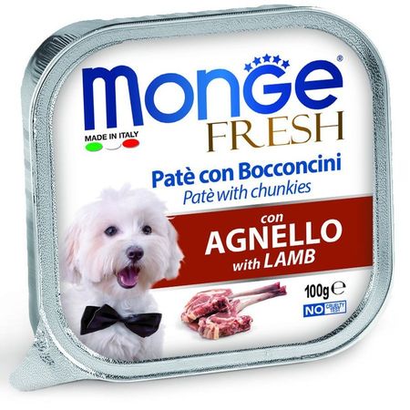 Monge Dog Fresh полнорационный влажный корм для собак с ягненком кусочки в паштете в ламистерах - 100 г 3341₽