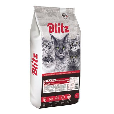 Blitz Classic Adult Cats Chicken полнорационный сухой корм для кошек с курицей - 10 кг 4306₽