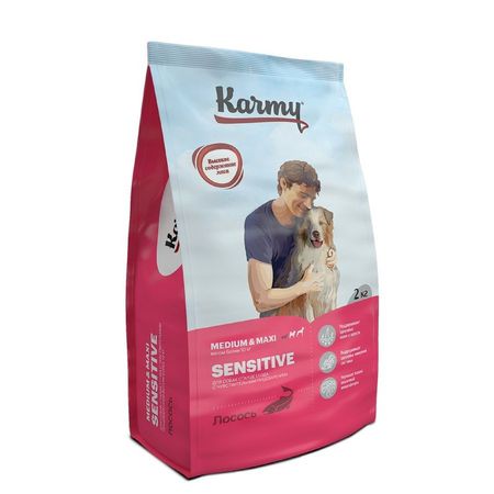 Karmy Sensitive Medium amp Maxi полнорационный сухой корм для собак средних и крупных пород с чувствительным пищеварением с лососем - 2 кг 1137₽