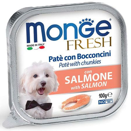 Monge Dog Fresh полнорационный влажный корм для собак с лососем кусочки в паштете в ламистерах - 100 г 3341₽