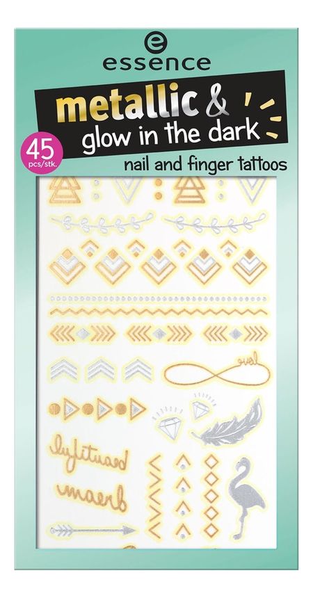 Наклейки-тату для ногтей и рук Metallic &amp; Glow In The Dark Nail And Finger Tattoos