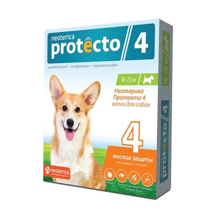 Neoterica Protecto капли от блох и клещей для собак от 10 до 25 кг 2 пипетки 729₽