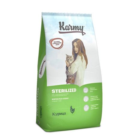 Karmy Sterilized полнорационный сухой корм для стерилизованных кошек c курицей - 10 кг 6060₽
