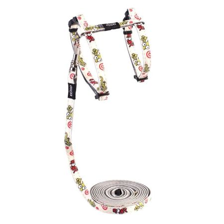 Rogz Комплект для кошек поводок и шлейка размер XS серия Glow Cat Длина 180 см белый с рисунком 1657₽