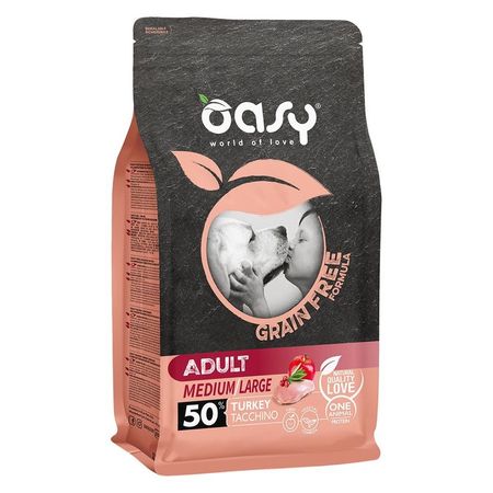 Oasy Dry Grain Free MediumLarge Breed Professional сухой корм для взрослых собак средних и крупных пород беззерновой с ИНДЕЙКОЙ - 12 кг 12213₽