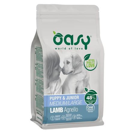 Oasy Dry OAP Puppy  &amp; Junior Medium / Large Breed Professional Монопротеин сухой корм для щенков и юниоров средних и крупных пород с ЯГНЕНКОМ - 12 кг