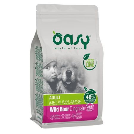 Oasy Dry Dog OAP Adult Medium/Large Монопротеин сухой корм для взрослых собак средних и крупных пород с мясом дикого КАБАНА - 12 кг