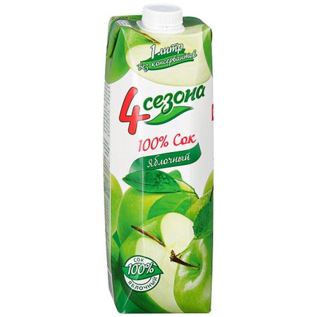 Сок 4 сезона Яблочный, 1 л