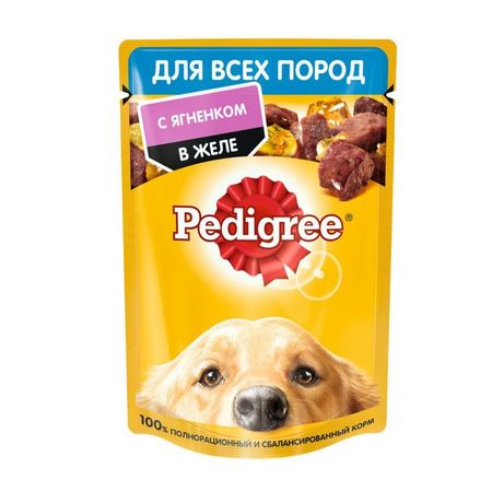 Pedigree полнорационный влажный корм для собак с ягненком кусочки в желе в паучах - 85 г 806₽